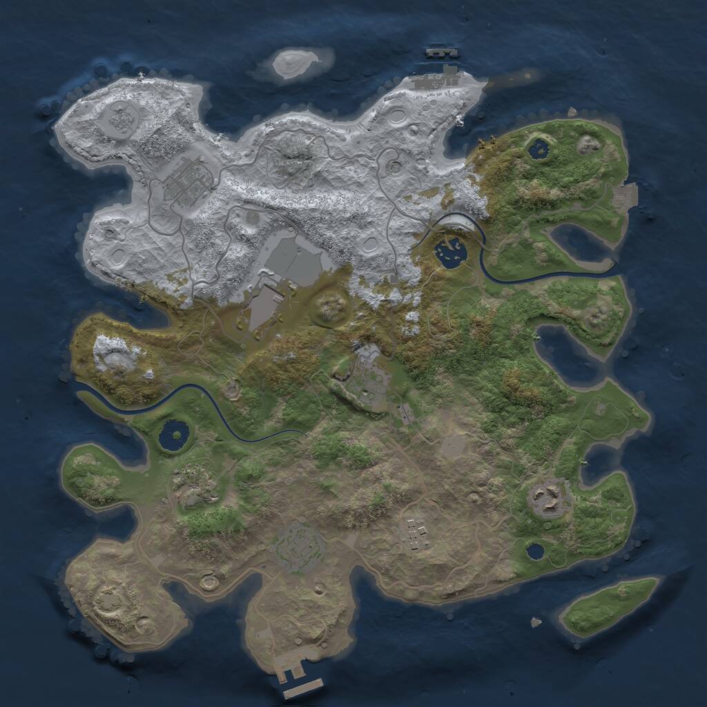 Rust Map: Procedural Map, Size: 3500, Seed: 74654, 14 Monuments