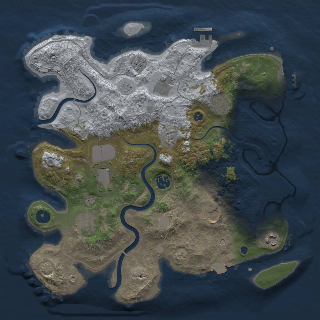 Rust Map: Procedural Map, Size: 3500, Seed: 74654, 14 Monuments