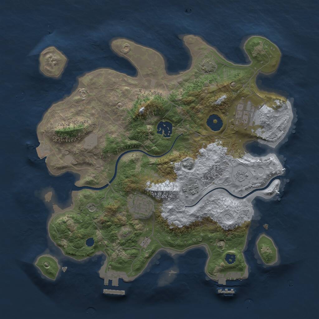 Rust Map: Procedural Map, Size: 3000, Seed: 895711, 10 Monuments