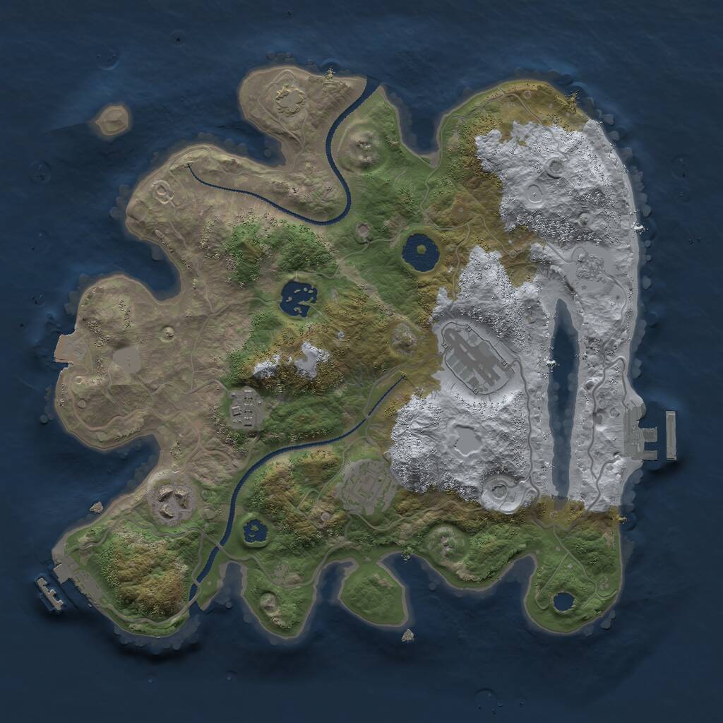 Rust Map: Procedural Map, Size: 3000, Seed: 1064267169, 11 Monuments