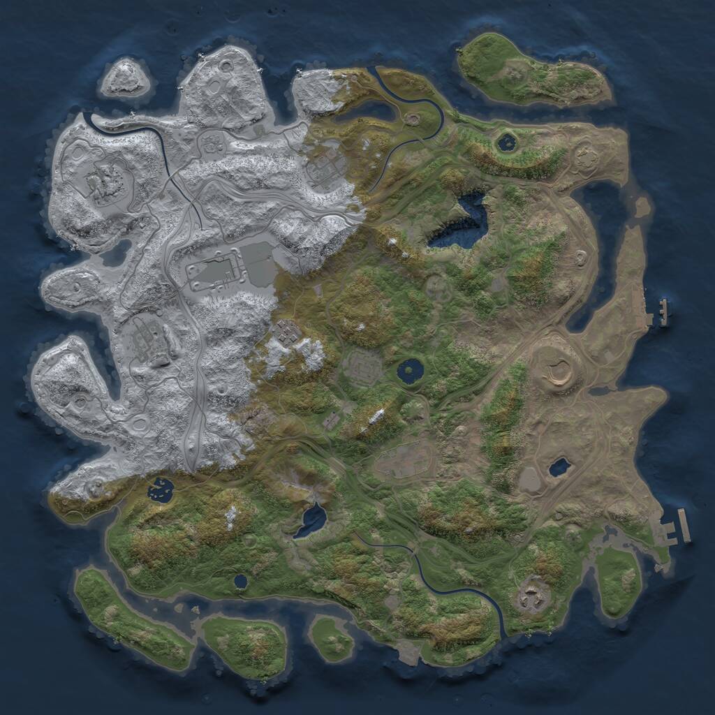 Rust Map: Procedural Map, Size: 4250, Seed: 80195083, 16 Monuments