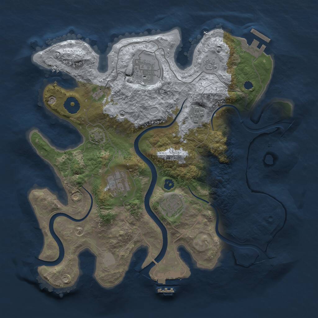Rust Map: Procedural Map, Size: 3000, Seed: 11154, 9 Monuments