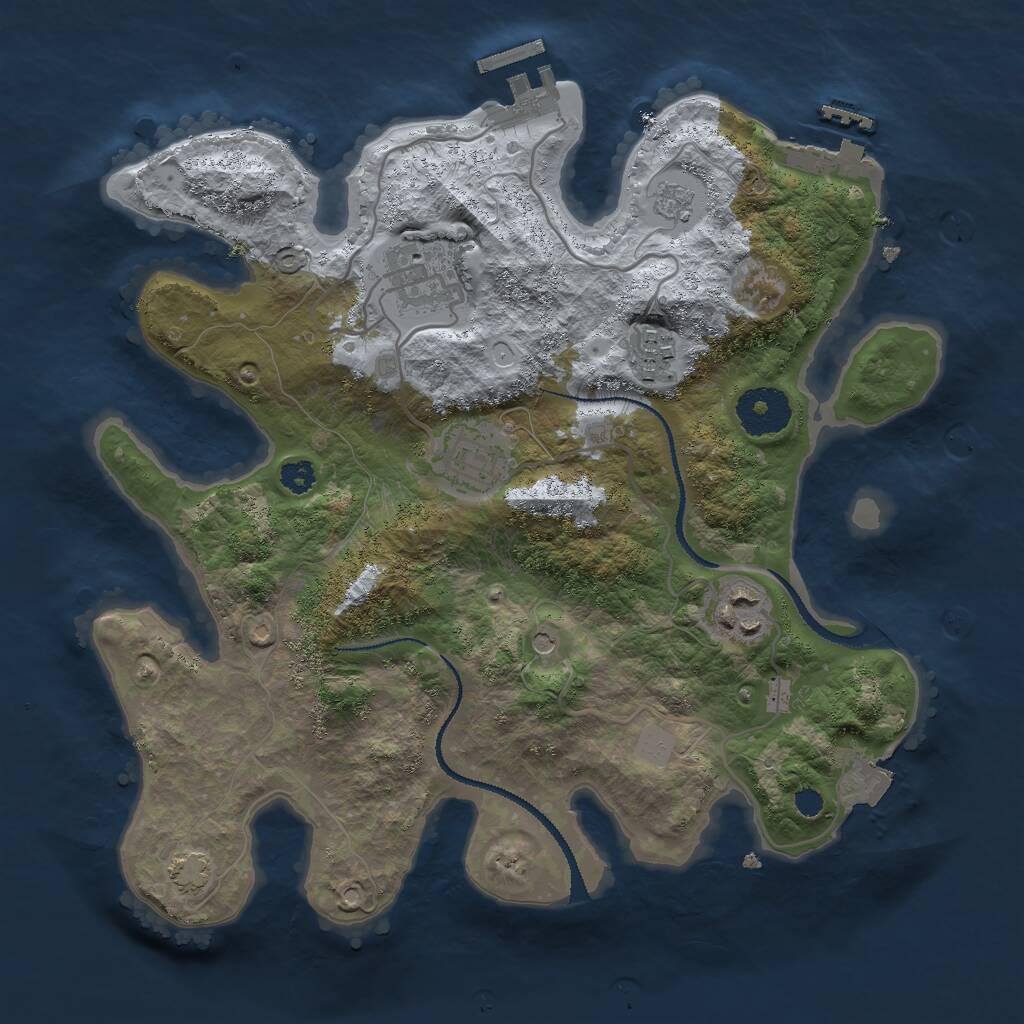 Rust Map: Procedural Map, Size: 3000, Seed: 11154, 10 Monuments