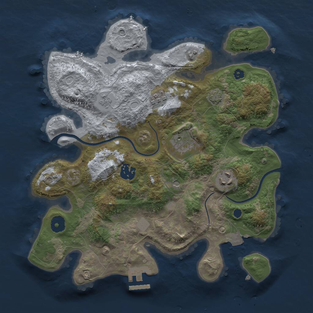 Rust Map: Procedural Map, Size: 3000, Seed: 56222, 9 Monuments