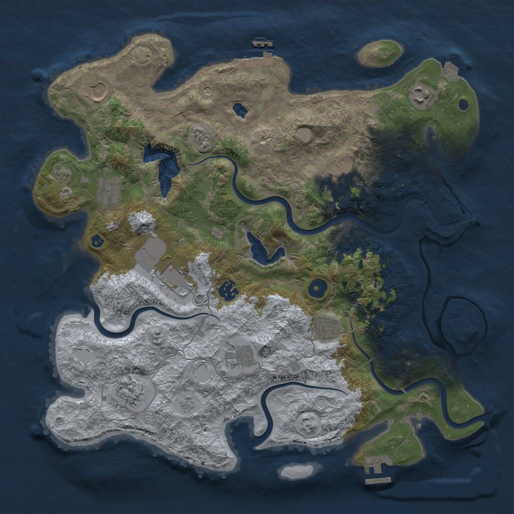 Rust Map: Procedural Map, Size: 4050, Seed: 2113560672, 16 Monuments