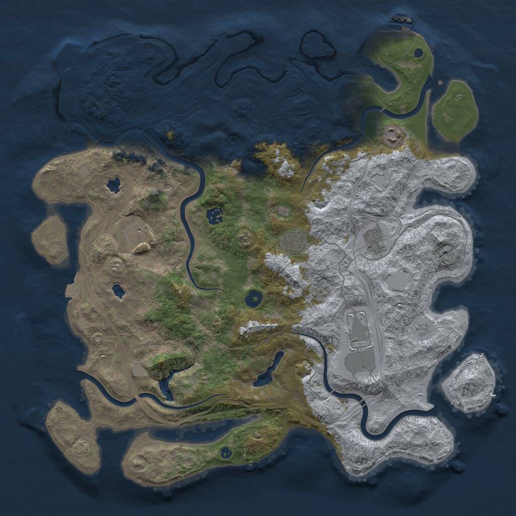 Rust Map: Procedural Map, Size: 4500, Seed: 2030825155, 13 Monuments
