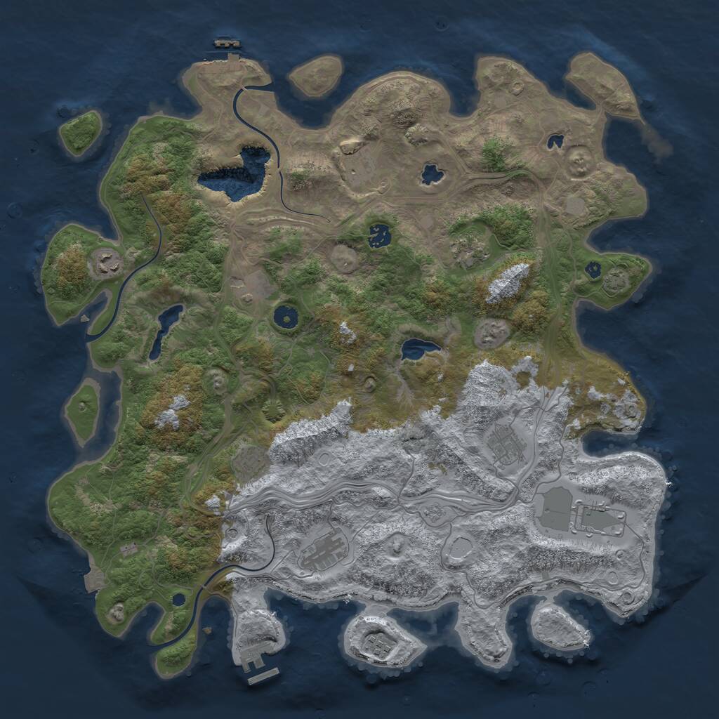 Rust Map: Procedural Map, Size: 4500, Seed: 1041986513, 16 Monuments