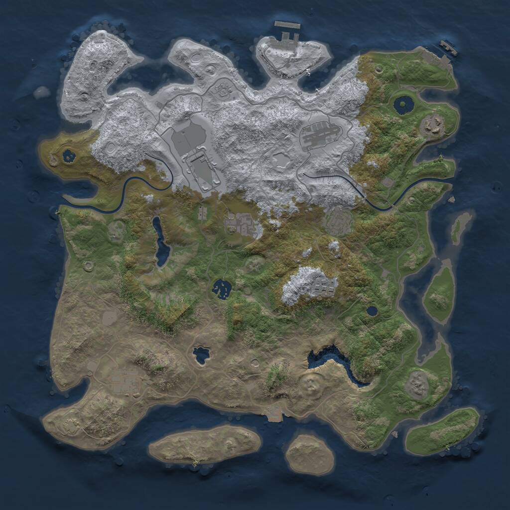 Rust Map: Procedural Map, Size: 4000, Seed: 400769947, 14 Monuments