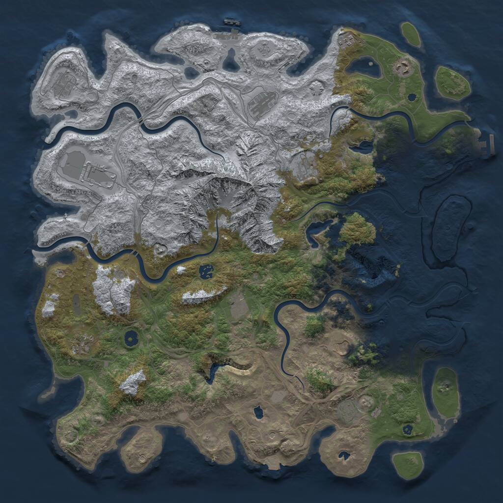 Rust Map: Procedural Map, Size: 5000, Seed: 58375, 17 Monuments