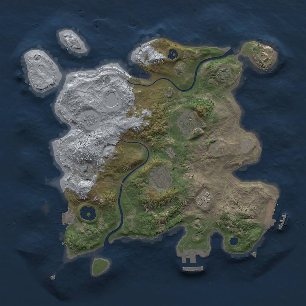 Rust Map: Procedural Map, Size: 3000, Seed: 2055486500, 8 Monuments