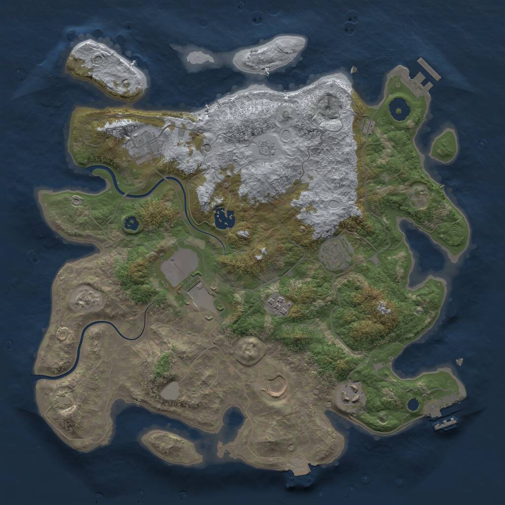 Rust Map: Procedural Map, Size: 3500, Seed: 692132, 13 Monuments