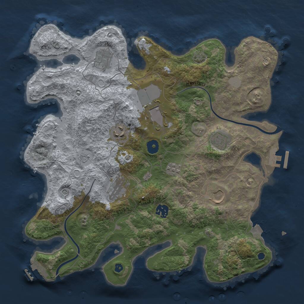 Rust Map: Procedural Map, Size: 3500, Seed: 444295120, 14 Monuments