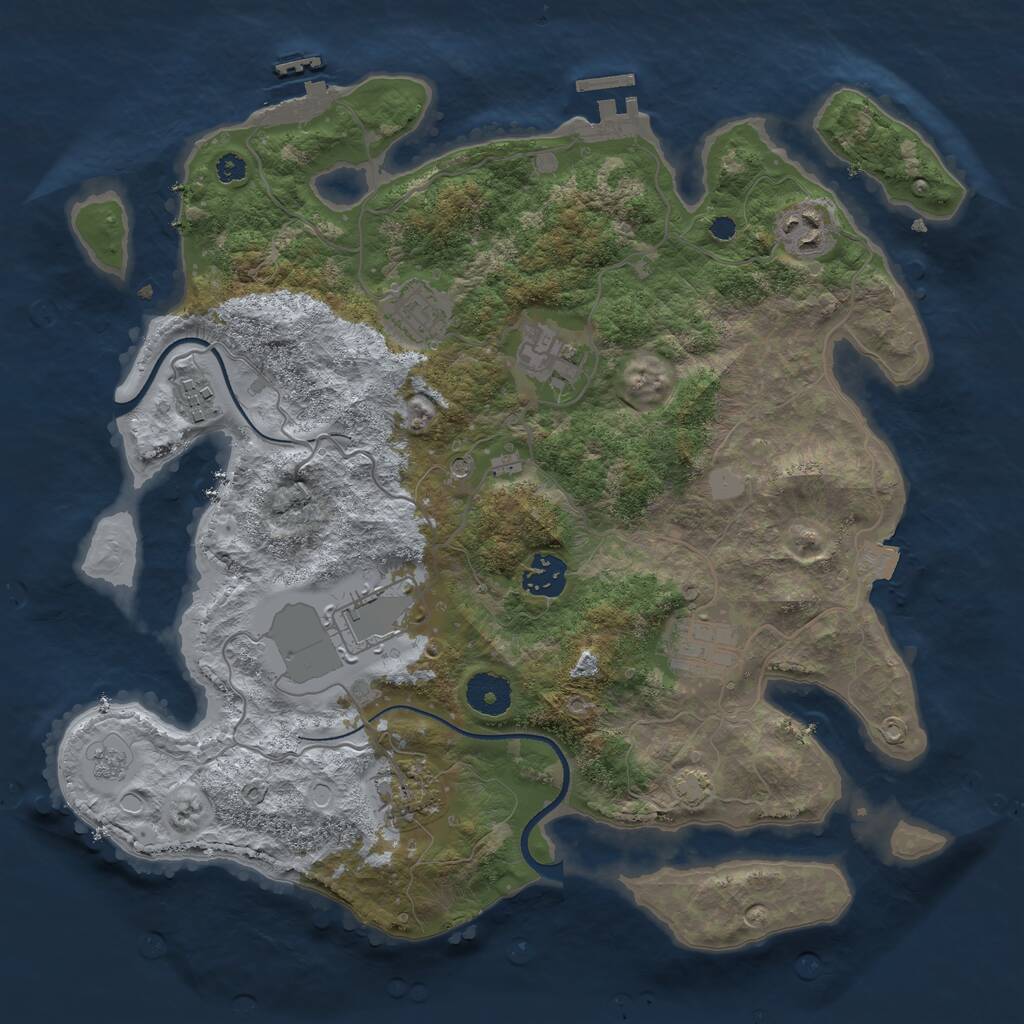 Rust Map: Procedural Map, Size: 3500, Seed: 334557582, 14 Monuments