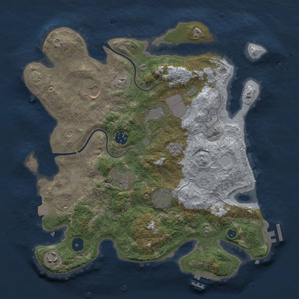 Rust Map: Procedural Map, Size: 3500, Seed: 925121038, 13 Monuments