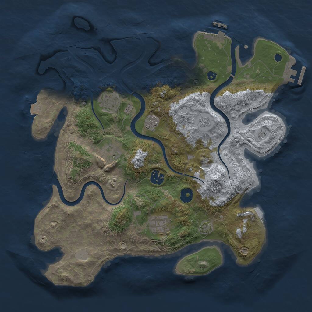 Rust Map: Procedural Map, Size: 3350, Seed: 28647359, 11 Monuments