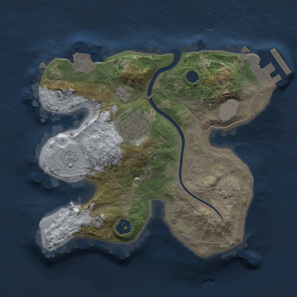 Rust Map: Procedural Map, Size: 2000, Seed: 1942502483, 5 Monuments