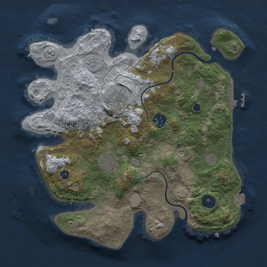 Rust Map: Procedural Map, Size: 3000, Seed: 1016038638, 8 Monuments