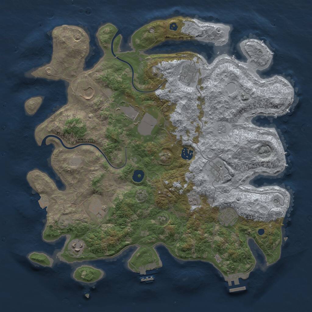 Rust Map: Procedural Map, Size: 3850, Seed: 52284247, 15 Monuments