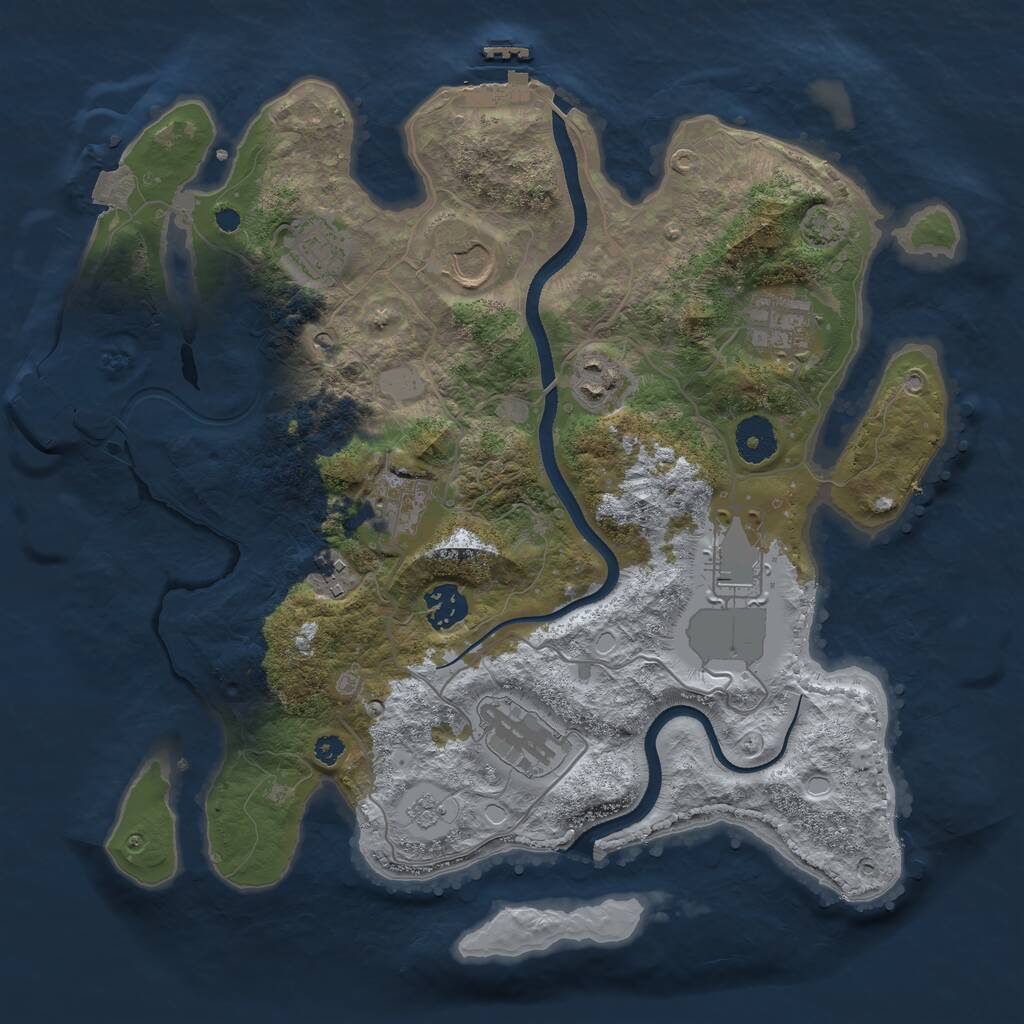 Rust Map: Procedural Map, Size: 3500, Seed: 844453093, 15 Monuments