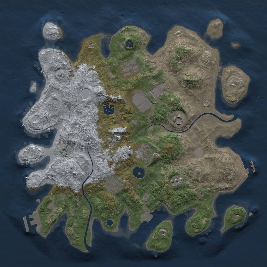 Rust Map: Procedural Map, Size: 3500, Seed: 663370712, 13 Monuments