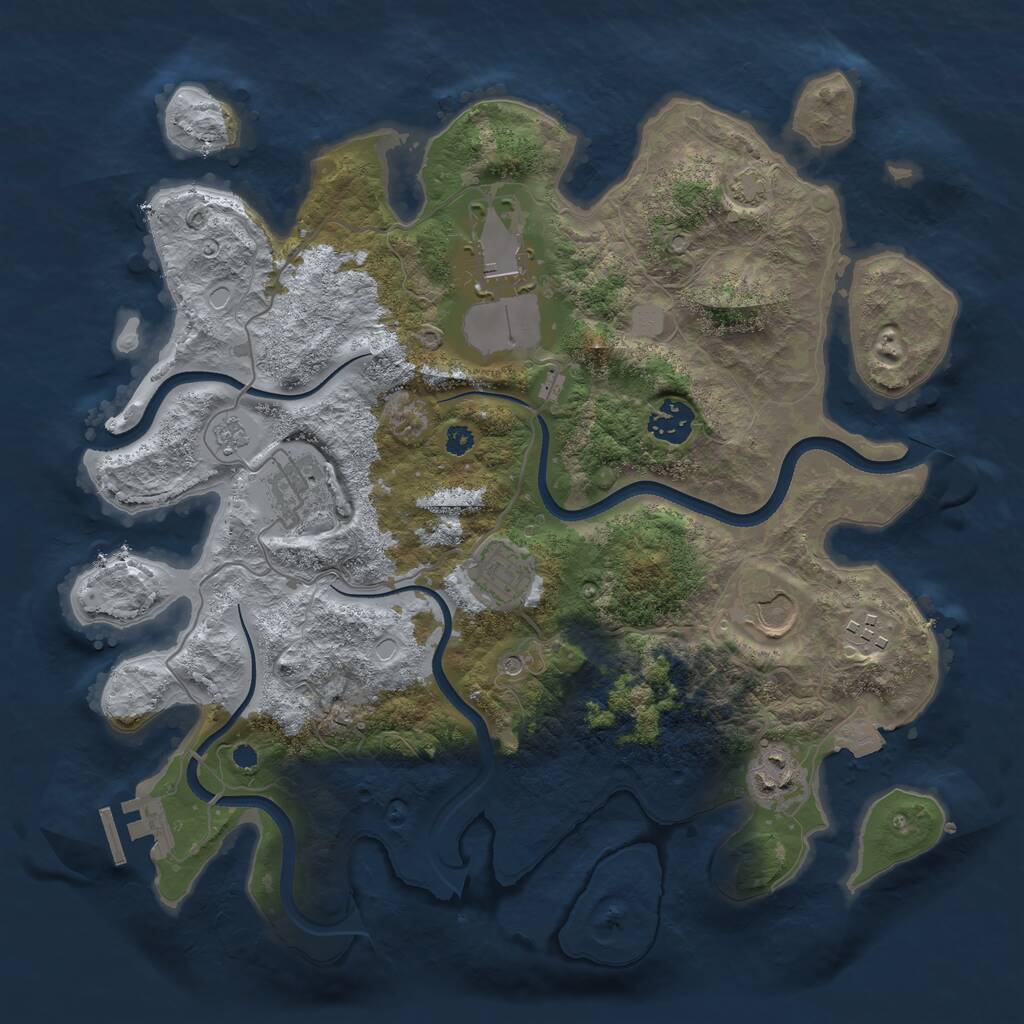 Rust Map: Procedural Map, Size: 3500, Seed: 663370712, 12 Monuments