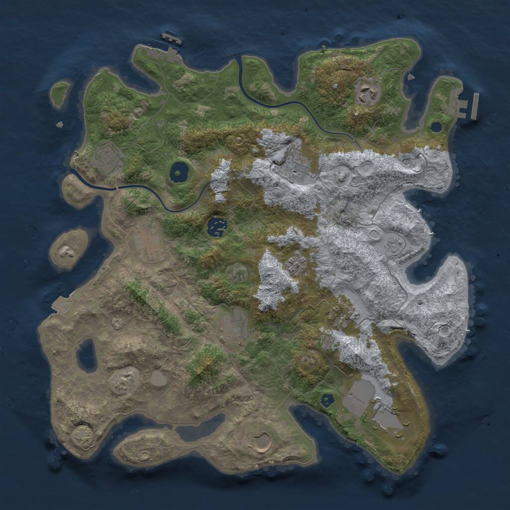 Rust Map: Procedural Map, Size: 3800, Seed: 967826147, 16 Monuments