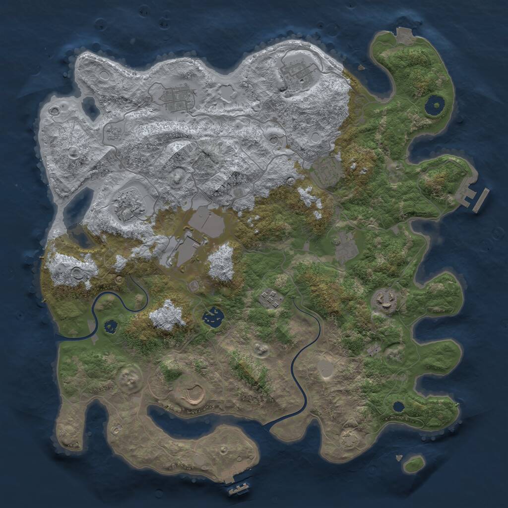 Rust Map: Procedural Map, Size: 3850, Seed: 898910507, 16 Monuments