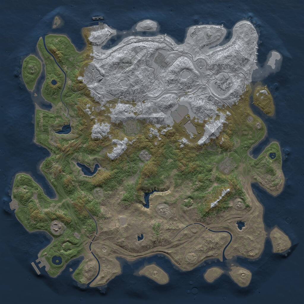 Rust Map: Procedural Map, Size: 4500, Seed: 425222642, 14 Monuments