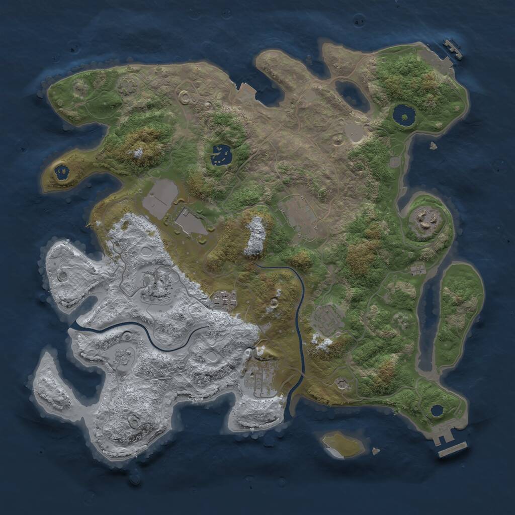 Rust Map: Procedural Map, Size: 3500, Seed: 11749, 14 Monuments