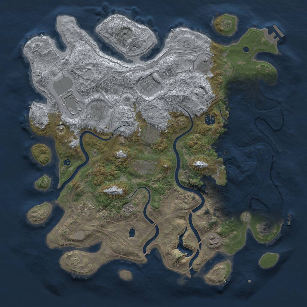 Rust Map: Procedural Map, Size: 4250, Seed: 490825622, 16 Monuments