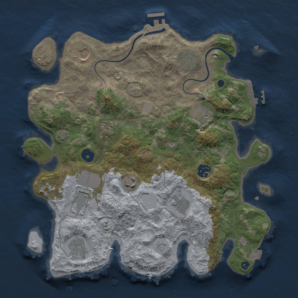 Rust Map: Procedural Map, Size: 3500, Seed: 467900413, 16 Monuments