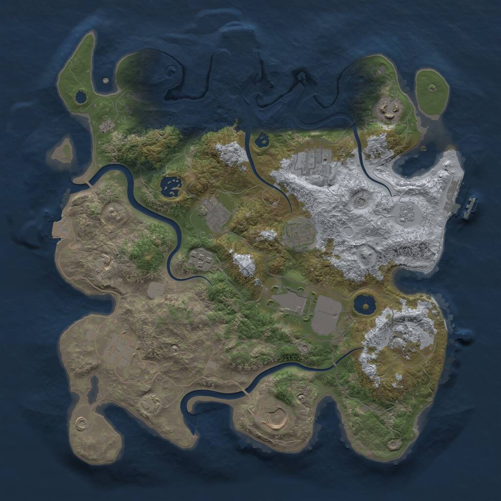 Rust Map: Procedural Map, Size: 3500, Seed: 1724614223, 16 Monuments