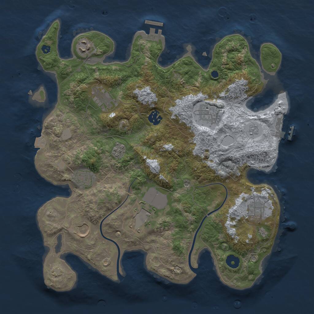 Rust Map: Procedural Map, Size: 3500, Seed: 1724614223, 15 Monuments