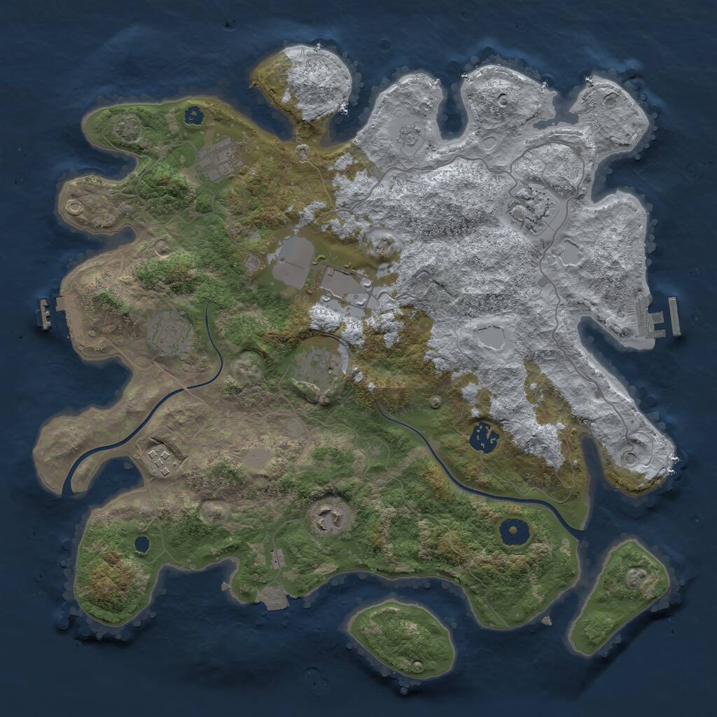 Rust Map: Procedural Map, Size: 3750, Seed: 2049167843, 14 Monuments