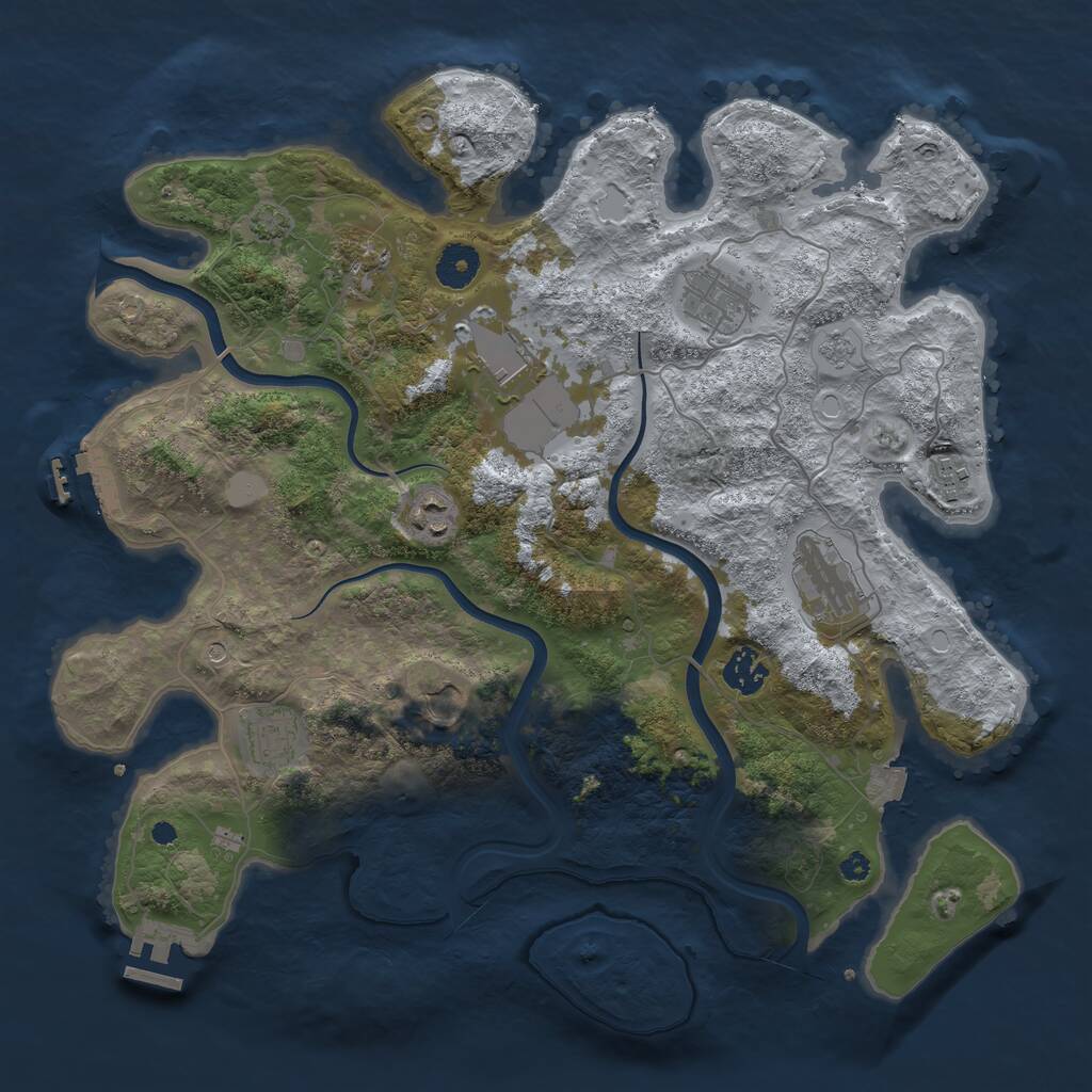 Rust Map: Procedural Map, Size: 3750, Seed: 2049167843, 15 Monuments