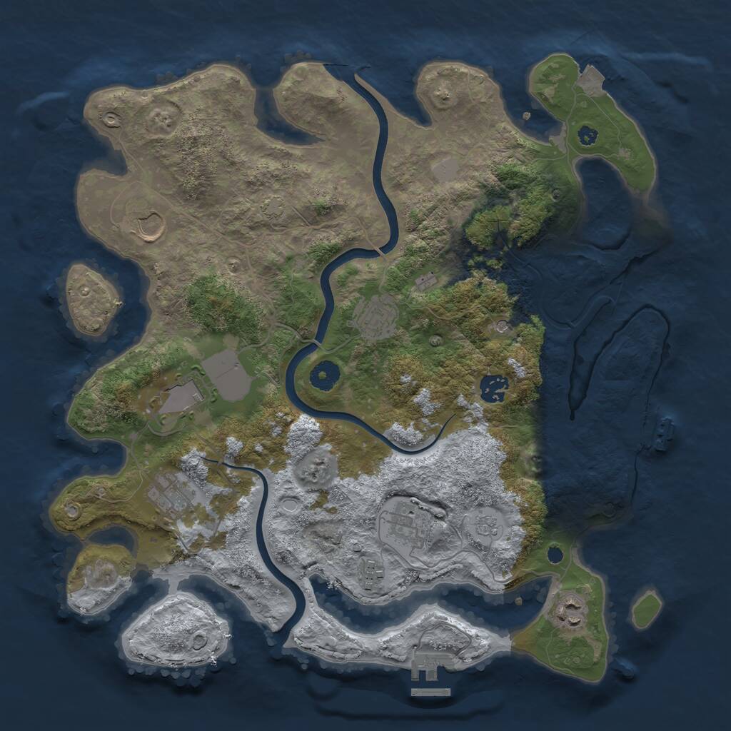 Rust Map: Procedural Map, Size: 3750, Seed: 150646687, 14 Monuments