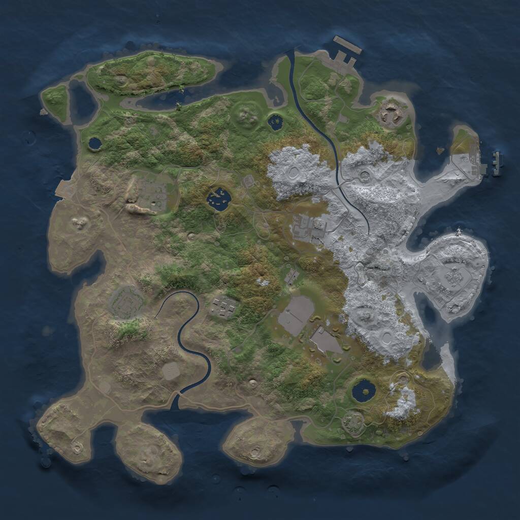 Rust Map: Procedural Map, Size: 3500, Seed: 1371642835, 13 Monuments