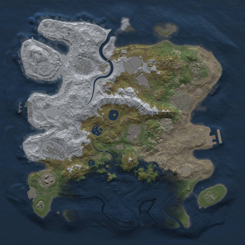Rust Map: Procedural Map, Size: 3500, Seed: 240785214, 15 Monuments