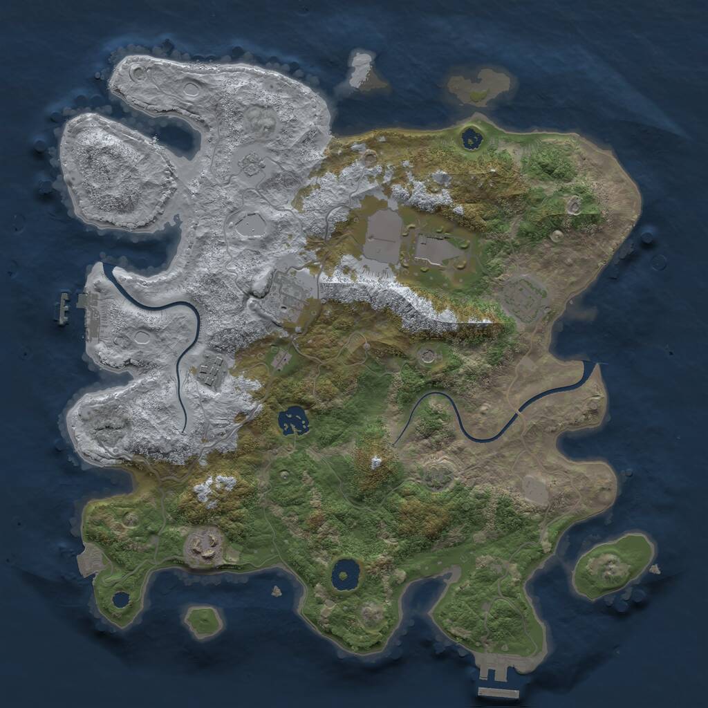 Rust Map: Procedural Map, Size: 3500, Seed: 240785214, 12 Monuments