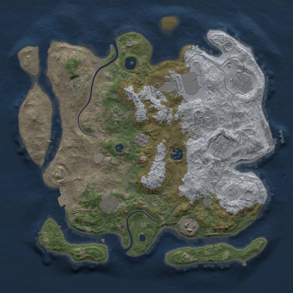 Rust Map: Procedural Map, Size: 3500, Seed: 1398336183, 13 Monuments