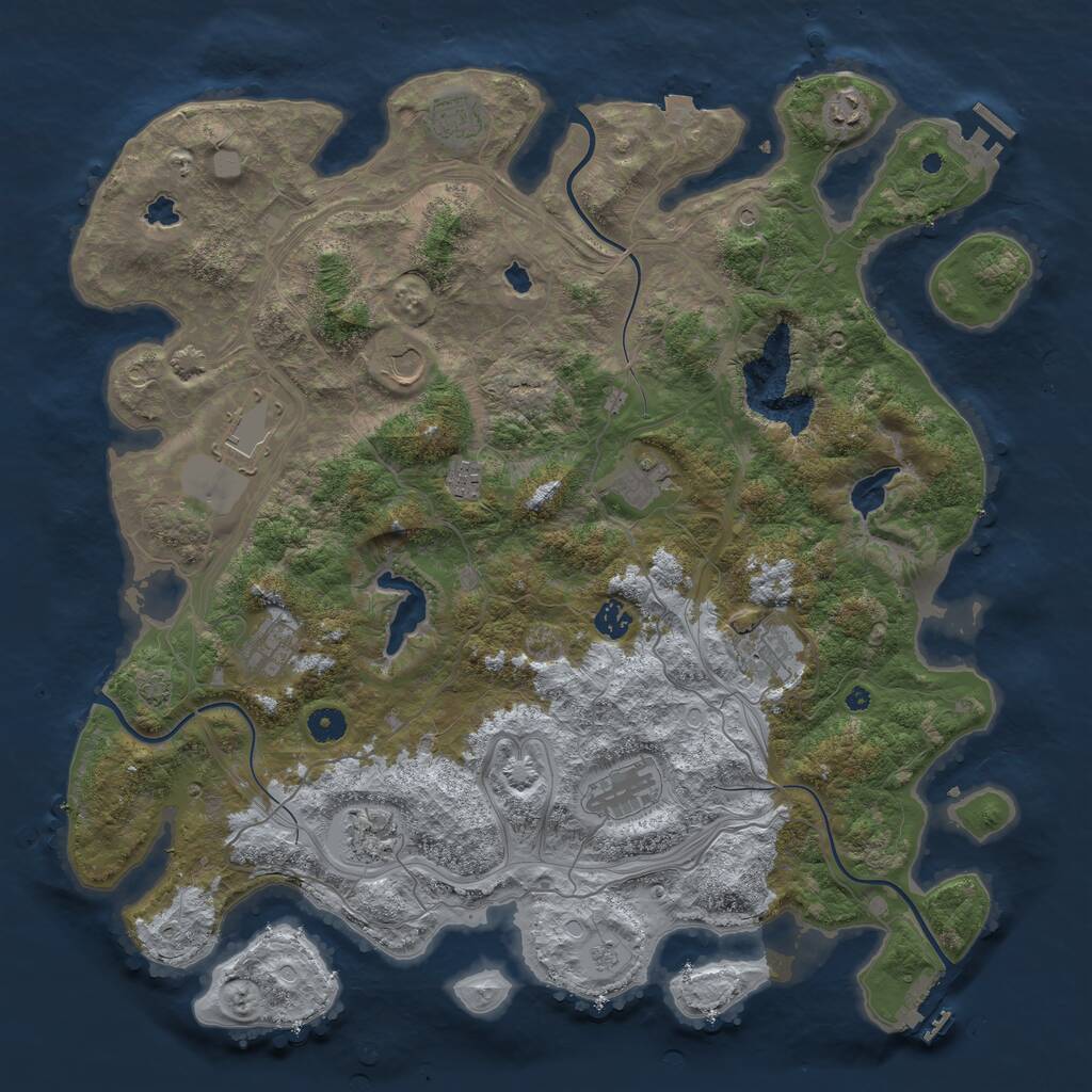 Rust Map: Procedural Map, Size: 4500, Seed: 2000309851, 17 Monuments