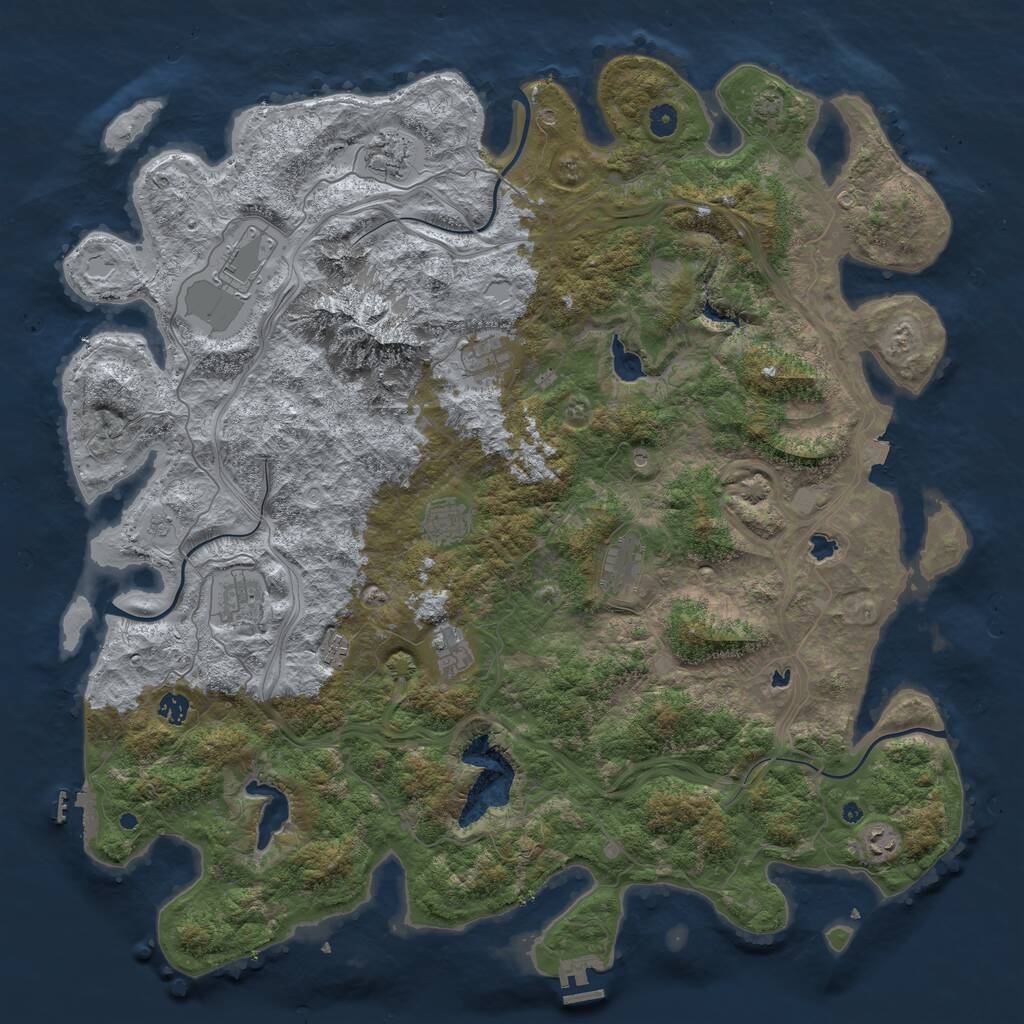 Rust Map: Procedural Map, Size: 5000, Seed: 65655, 16 Monuments