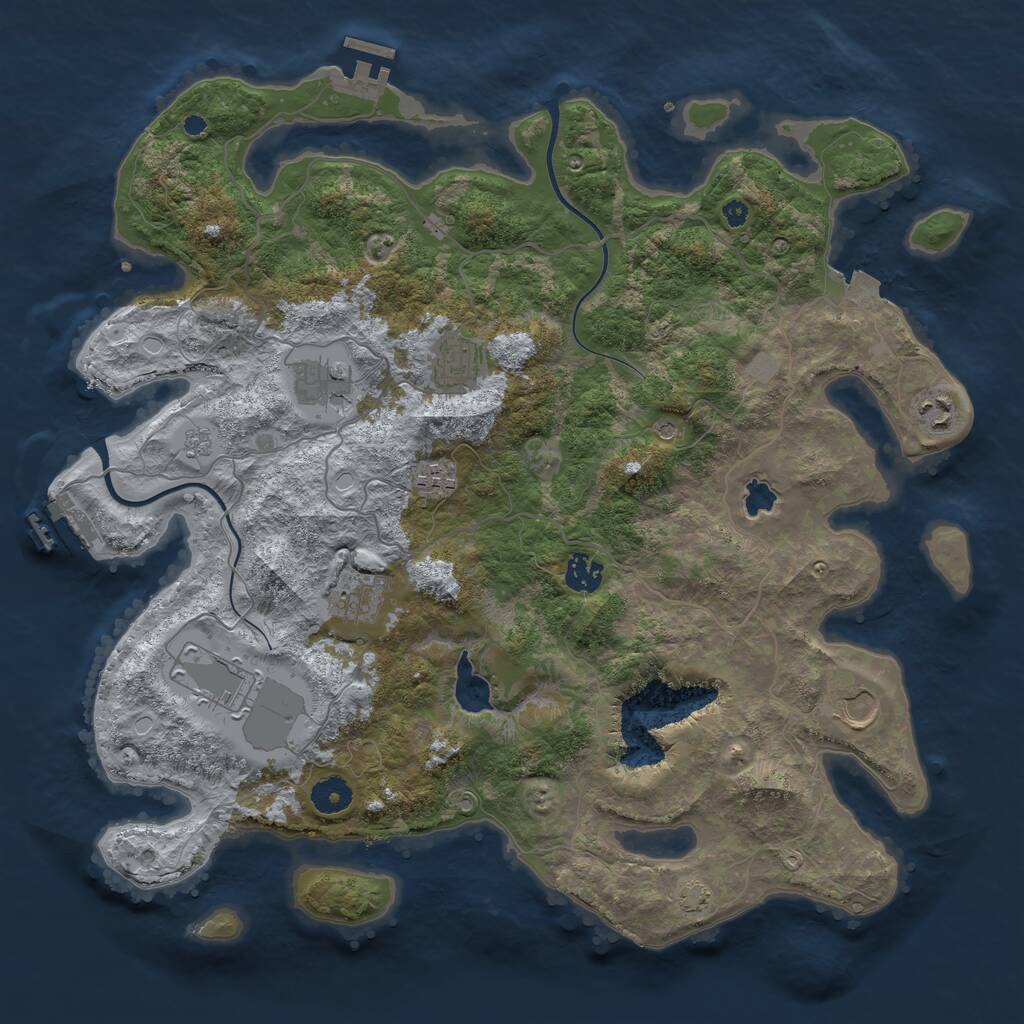 Rust Map: Procedural Map, Size: 4000, Seed: 1258587161, 14 Monuments