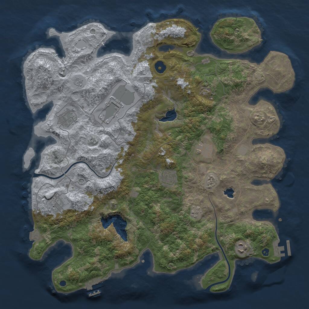 Rust Map: Procedural Map, Size: 4000, Seed: 65655, 14 Monuments