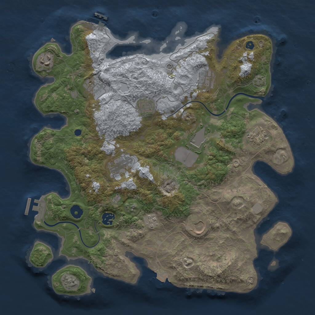 Rust Map: Procedural Map, Size: 3700, Seed: 1915848047, 15 Monuments