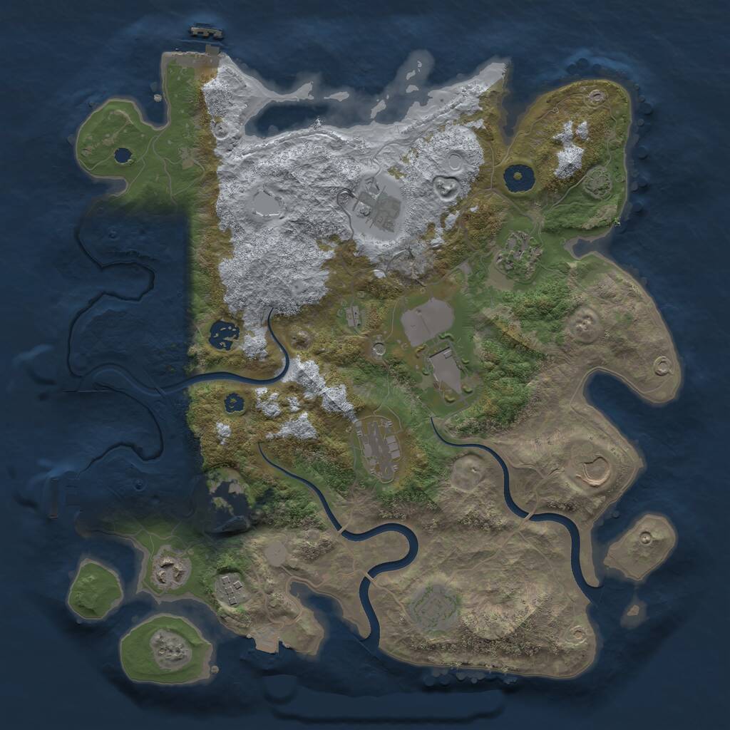 Rust Map: Procedural Map, Size: 3700, Seed: 1915848047, 15 Monuments