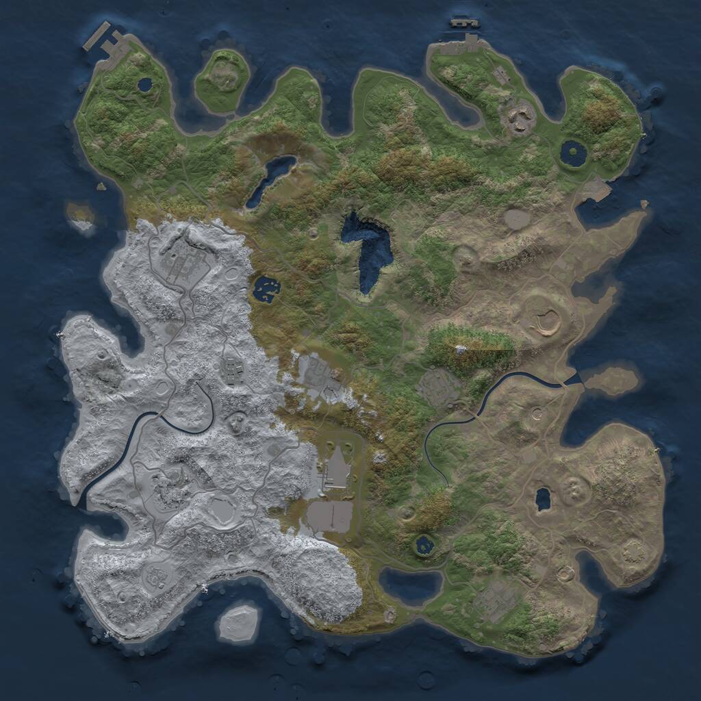 Rust Map: Procedural Map, Size: 4000, Seed: 1073125995, 16 Monuments