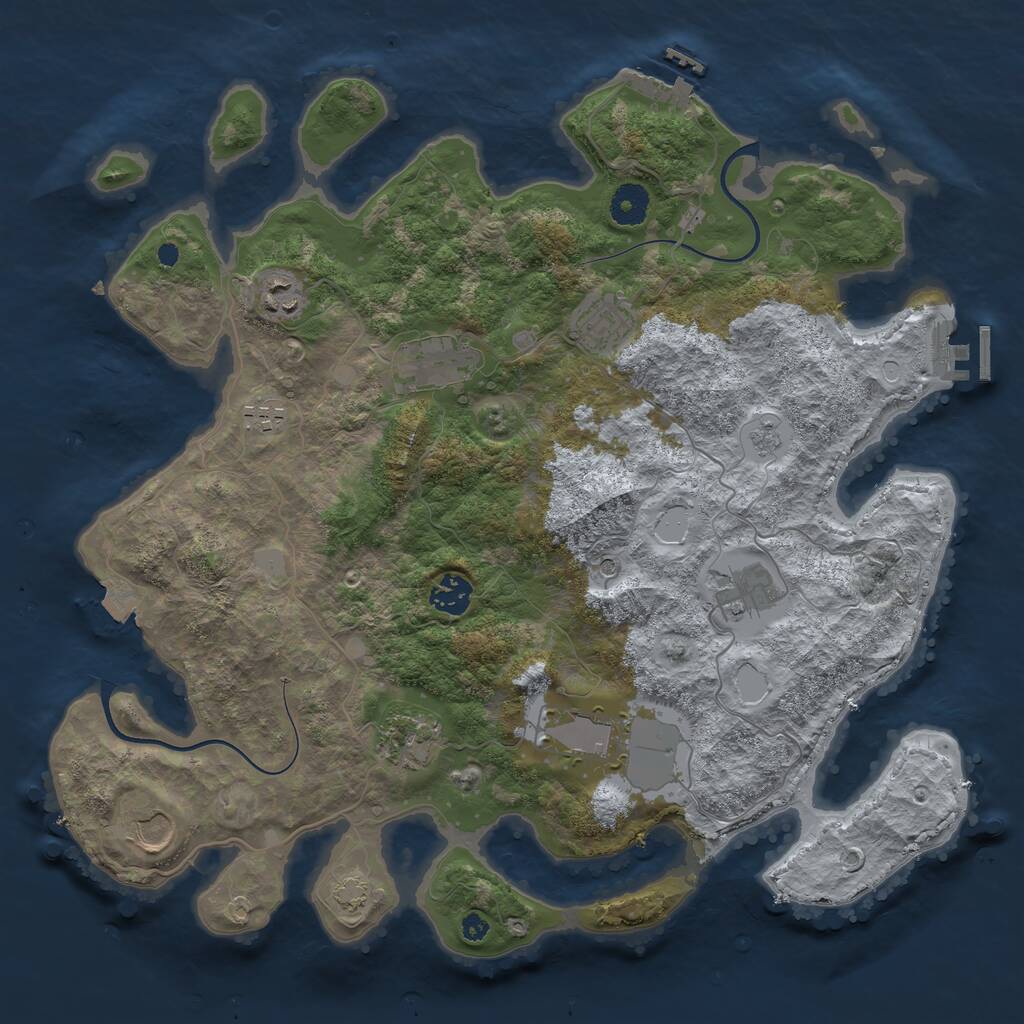 Rust Map: Procedural Map, Size: 3800, Seed: 374971129, 15 Monuments