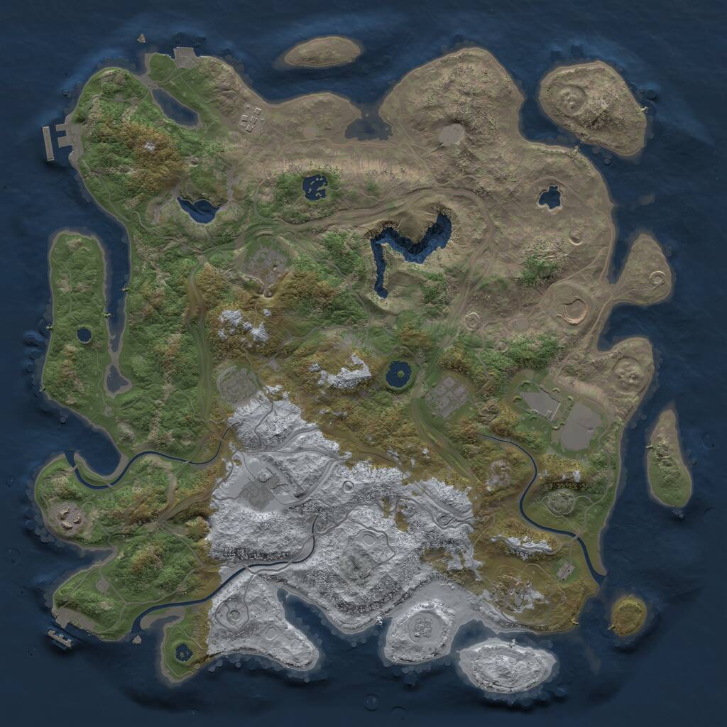 Rust Map: Procedural Map, Size: 4250, Seed: 1280430322, 16 Monuments