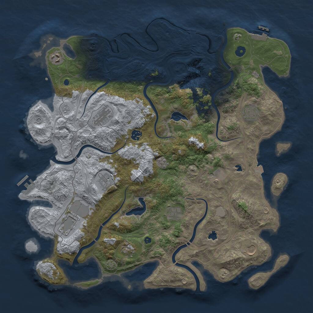 Rust Map: Procedural Map, Size: 4500, Seed: 26662044, 17 Monuments
